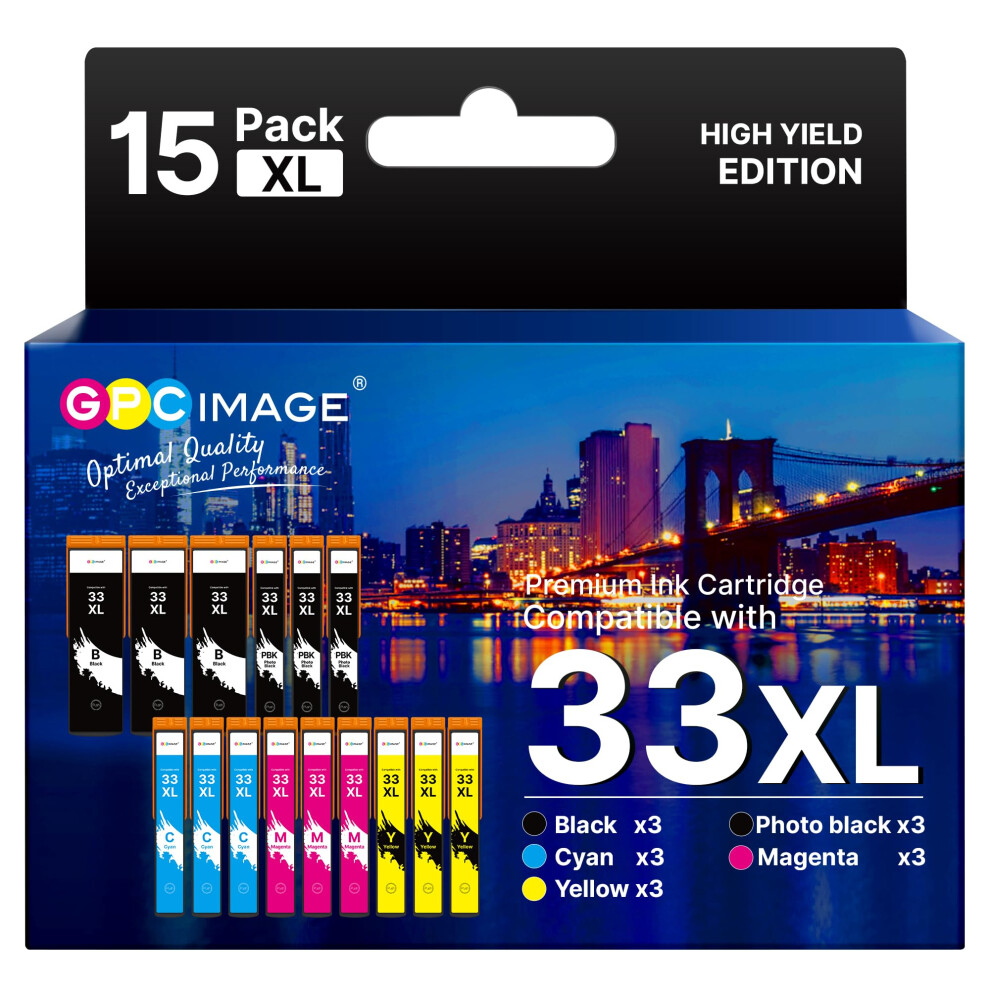 Gpc Image 33XL Ink Cartridges Compatible For Epson 33XL 33 For Expression Premium Xp-7100 Xp-900 Xp-630 Xp-635 Xp-645 Xp-540 Xp-640 Xp-530 Xp-830 (Bl 5008014262136