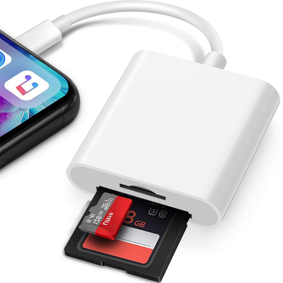 Loydia Sd Card Reader For Iphone/Ipad, 2 In 1 Memory Card Reader Adapter, Microsd Card To Lightning Adapter, Camera Card Viewer With Sd & Tf Card Slo 5002146668477