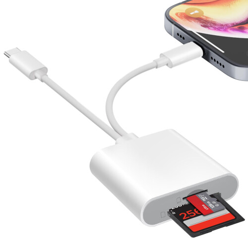 SD Card Reader for iPhone iPad, USB C SD Card Reader with Dual Slot for MicroSD/SD, Type C OTG Adapter, Camera Card Viewer Memory card reader, sd card