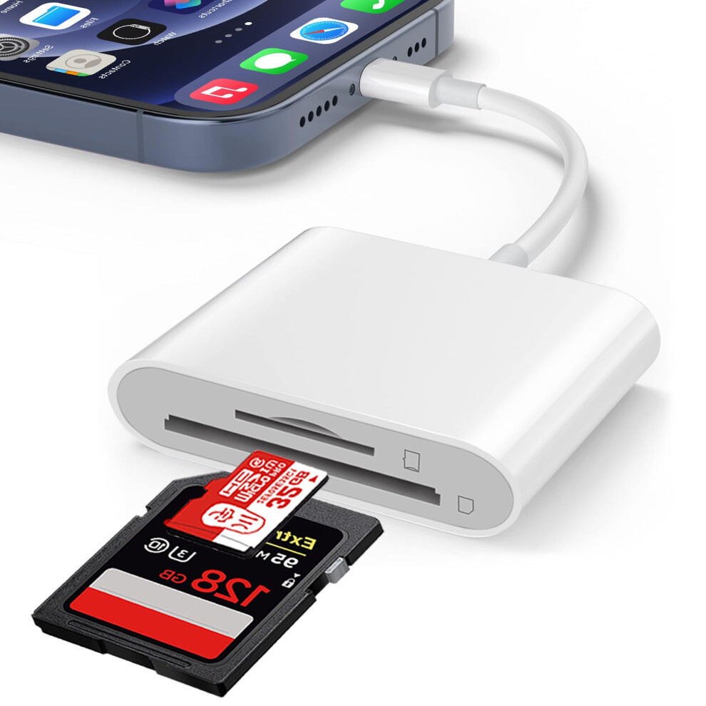 Sd Card Reader For Iphone Ipad, 2-In-1 Memory Card Reader Lightning To 4958980239902