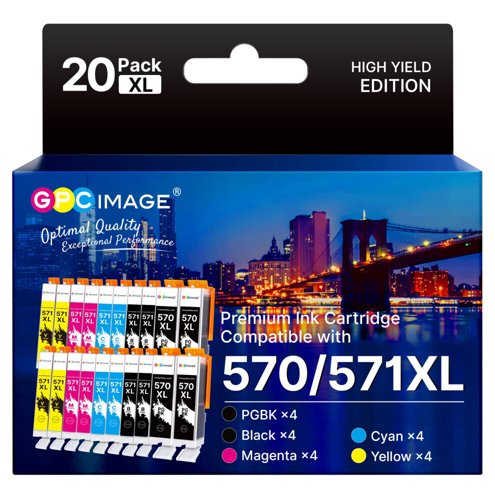Photos - Printer Part GPC Image 20-Pack 570XL 571XL Ink Cartridges Compatible for Canon 570 571 Ink Cartridges for Canon PIXMA MG5750 MG5751 MG570 