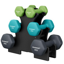 SONGMICS Set of 6 Dumbbells with Storage Stand, Hand Weights with Neop