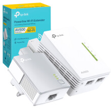 TP-Link TL-WPA4221 KIT AV600 Powerline WiFi Extender Kit, Up to 300Mbps, 2+1 Ethernet Ports, HomePlug AV, Wi-Fi Hotspot, Boost Home Internet Signal,