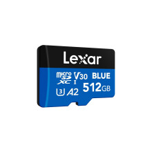 Lexar Blue Micro SD Card 512GB, up to 160MB/s Read, microSDXC UHS-I Card, Class 10, U3, V30, A2, Full-HD & 4K Video, High-Speed Memory Card for Smartp