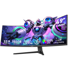 Gawfolk 49 inch Ultra-Wide Curved 1500R Gaming Computer Monitor, DQHD(