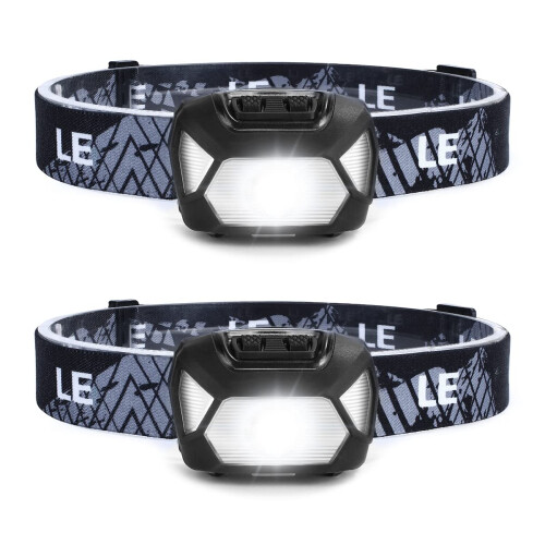 Lepro Head Torch, 2 Pack Super Bright LED Headlamp with 6 Lighting Mod