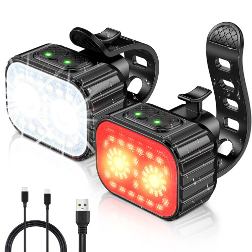 CIRYCASE Bike Lights Front and Back, Super Bright Bicycle Lights USB R
