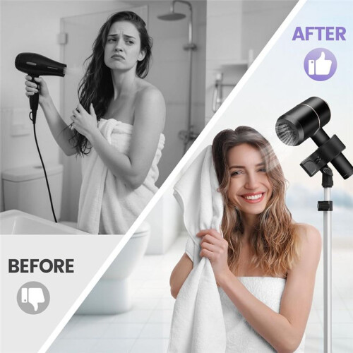 Suporte ajustável para secador de cabelo, suporte para secador de cabelo de 29 a 59 polegadas com tripé e clipe universal, rotação de 360 graus 1