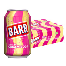 BARR 24 Pack American Cream Soda Zero No Sugar Sparkling Soft Drink with a