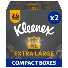 Kleenex Extra Large Facial Tissue in Compact Box - Pack of 2 - 100% Recyclable Packaging (88 Tissues Total)