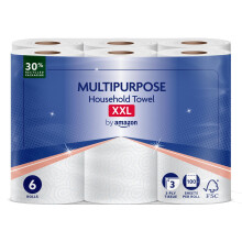 by Amazon Multipurpose Kitchen Roll, 3-Ply, XXL Household Towel, 6 Rolls (Pack of 1), 100 Sheets per Roll, FSC Certified