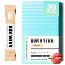 Humantra Electrolyte Packets | Zero Sugar | W/ 6 Electrolytes | Electrolytes Powder (20 Count, Lychee)