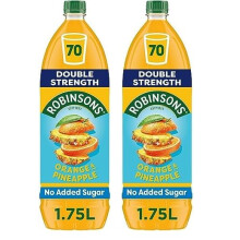 Robinsons Double Strength Orange & Pineapple No Added Sugar Squash 1.75L, Packaging may vary (Pack of 2)