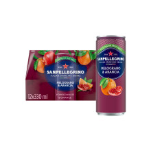 San Pellegrino Italian Sparkling Drinks Tastefully Light Sparkling Pomegranate & Orange Canned Soft Drink 12 x 330ml | 68 kCals per Can