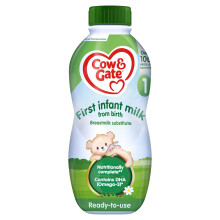 Cow & Gate 1 First Infant Baby Milk Ready to Use Liquid Formula, from Birth, 1 L (Pack of 4)
