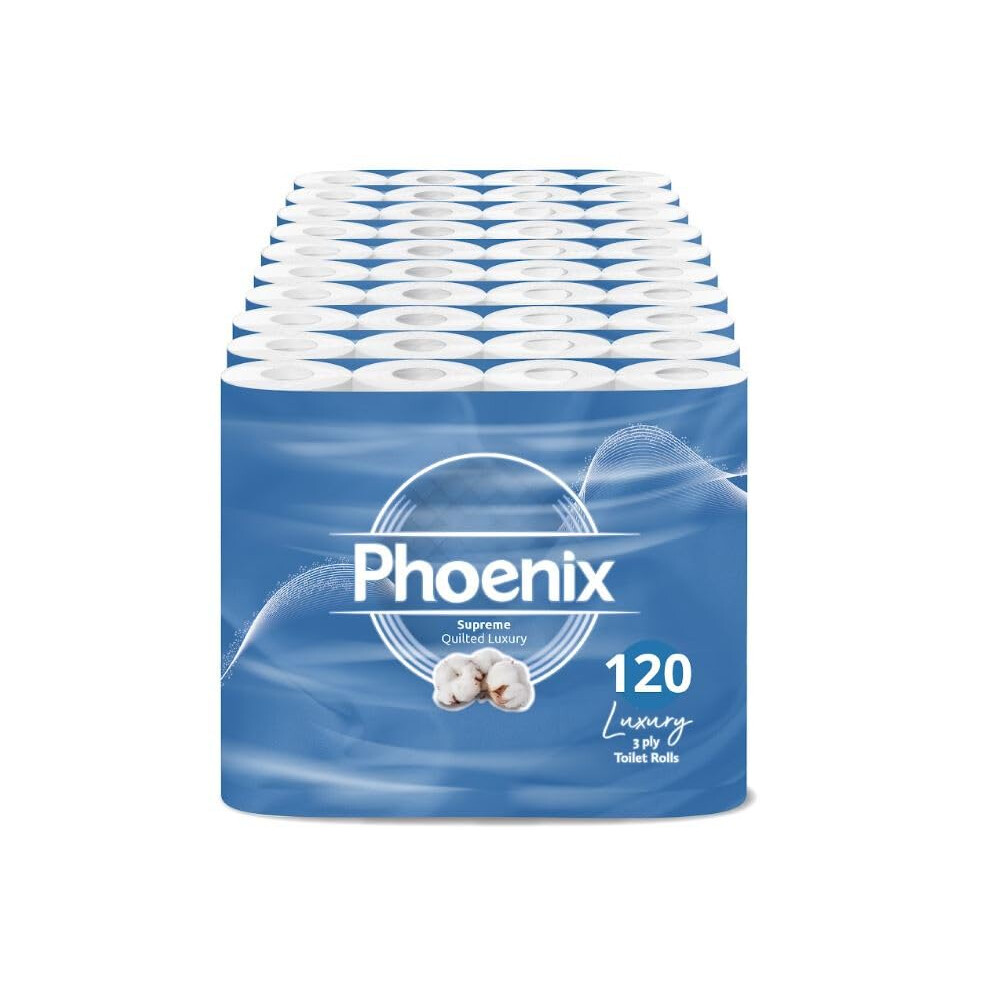 Phoenix 120 Roll Soft Supreme Luxury Quilted 3 Ply Non-Fragranced Toilet Rolls (120)