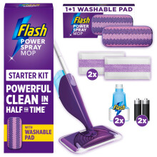 Flash Power Spray Mop Bundle Value Pack, Handle + 2 Washable Pads + 2 Disposable Pads