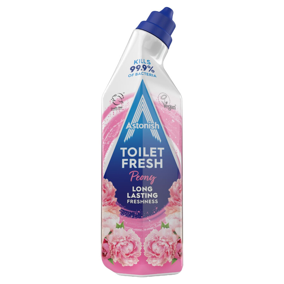Astonish Peony Toilet Fresh Gel, Kills 99.9% Of Bacteria, Limescale Prevention, 750Ml