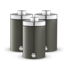 Swan Townhouse Set of 3 Kitchen Storage Canisters, Graphite Grey SWKA18530GRP