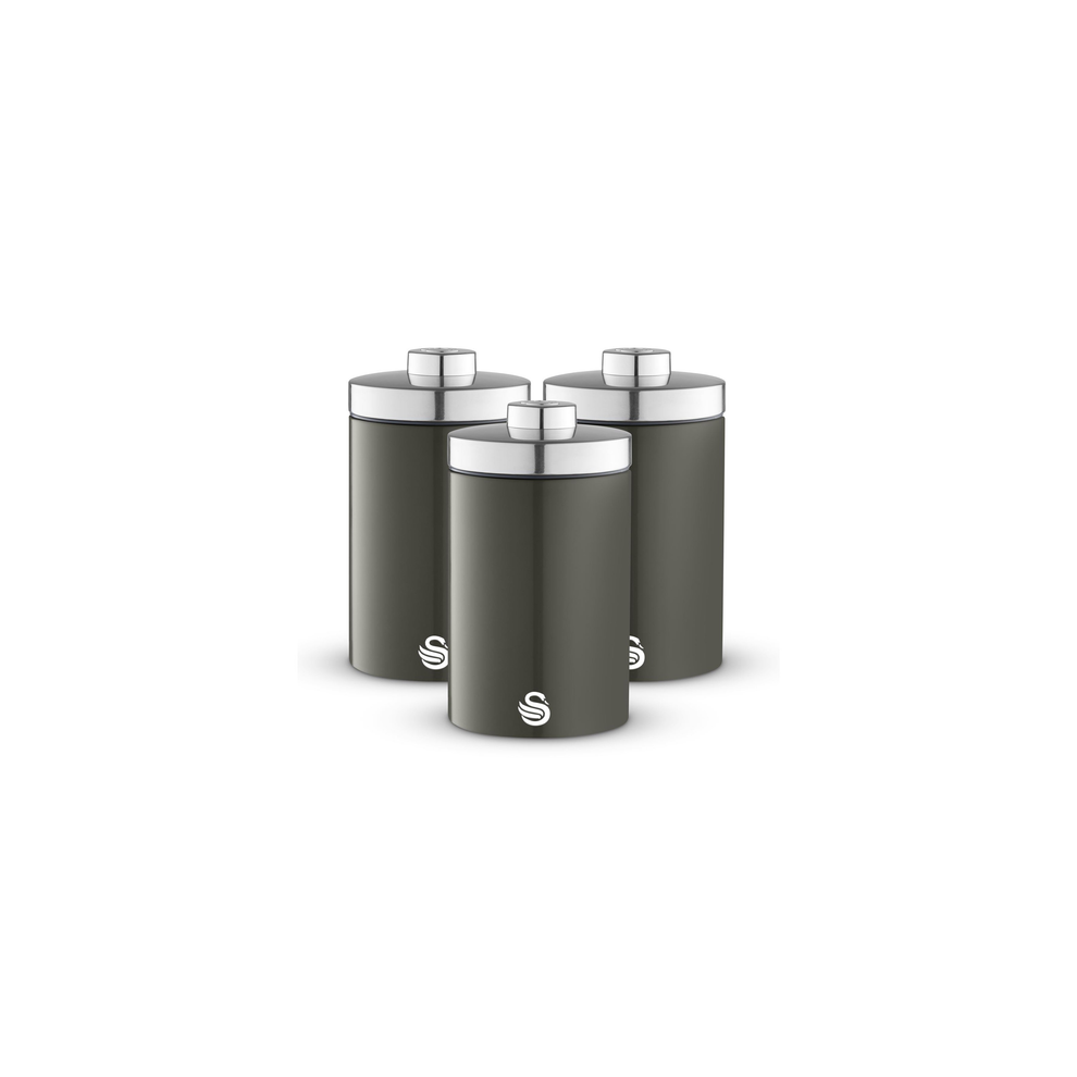 Swan Townhouse Set Of 3 Kitchen Storage Canisters, Graphite Swka18530grp Grey