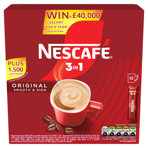 Nescafe NESCAFÉ 3 IN 1's Original (1 Pack 12 Drinks)