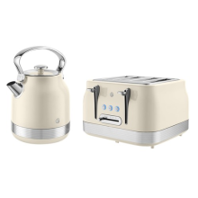 Swan Retro Kitchen Set, 1.7L Kettle and 4 Slice Toaster, Cream EEJB391