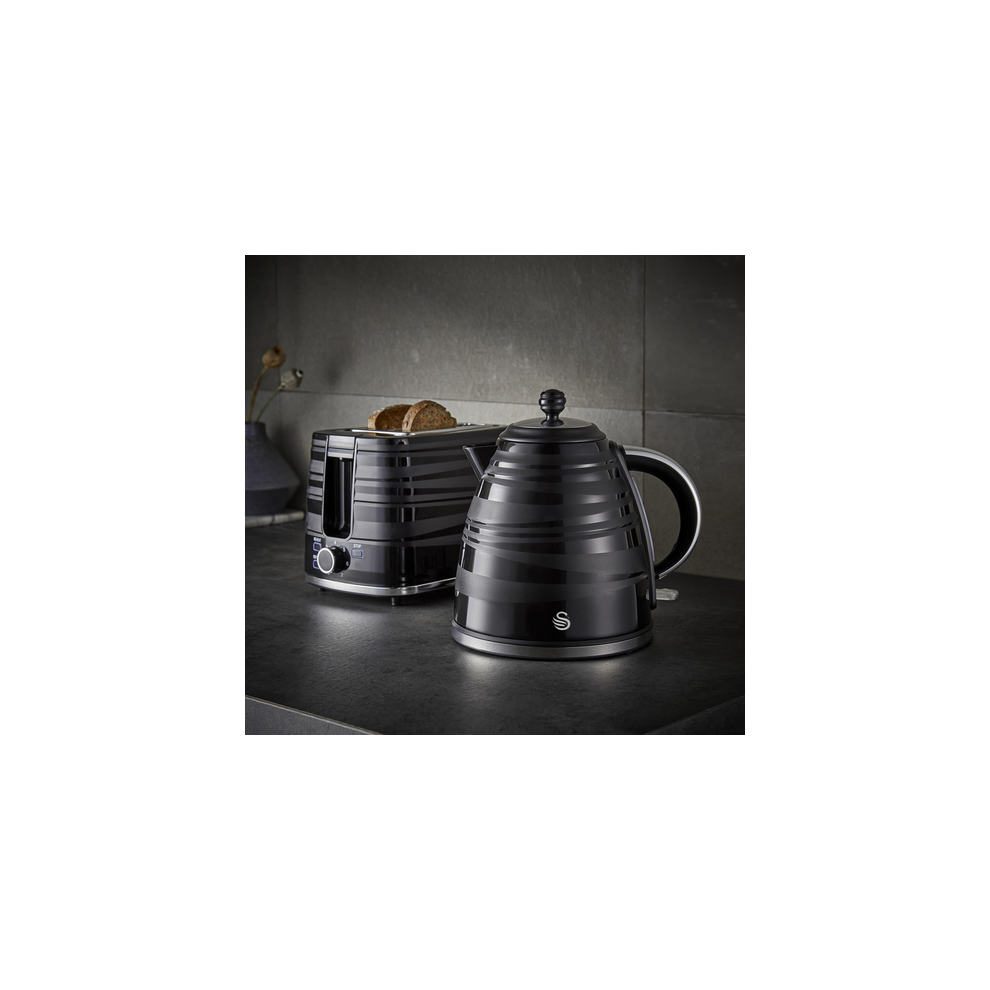 Swan Twin Pack - 1.7L Jug Kettle & 2 Slice Toaster Black