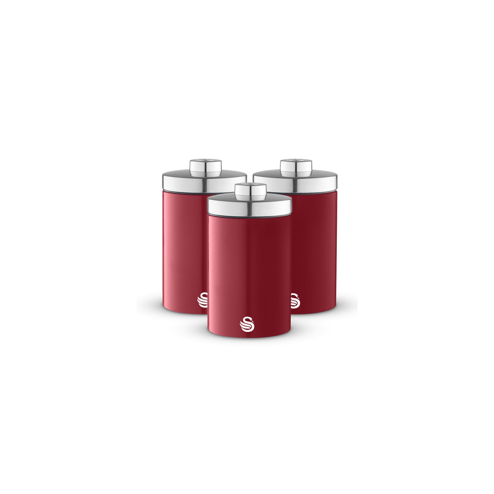 Swan Townhouse Set Of 3 Kitchen Storage Canisters, 1.6L, Swka18530rn Red