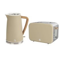 Swan Nordic Kitchen set 1.7L Kettle and 2 Slice Toaster, Oatmeal EEJB416