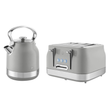 Swan Retro Kitchen Set, 1.7L Kettle and 4 Slice Toaster, Grey EEJB393