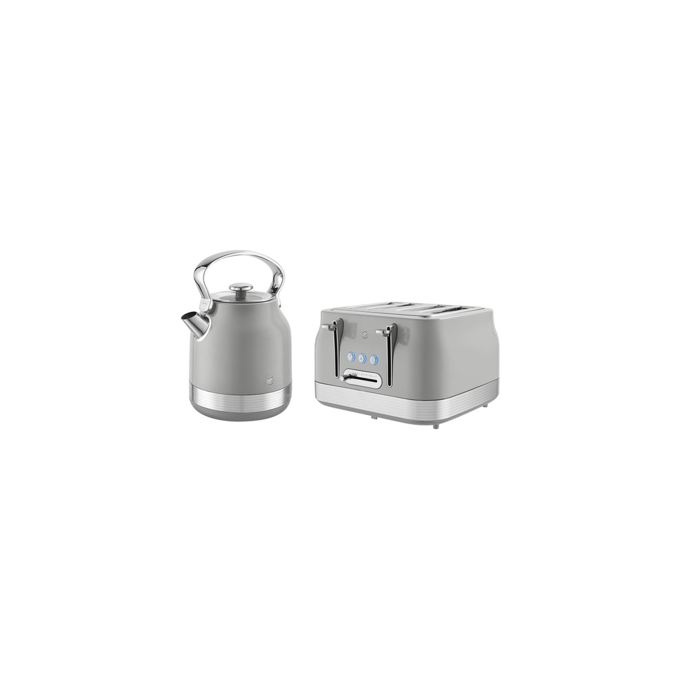 Photos - Other Accessories SWAN Retro Kitchen Set, 1.7L Kettle and 4 Slice Toaster, Grey EEJB393 
