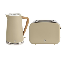 Swan Nordic Kitchen Set, 1.7L Kettle and 4 Slice Toaster, Oatmeal EEJB417