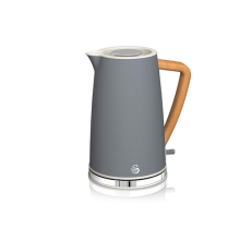 Swan SK14610WGRYN Nordic Jug Kettle, Wood Effect, 1.7L 3KW, Matte Slate Grey