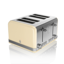 Swan 4 Slice Retro Toaster 1600W Variable Browning Stainless Steel Auto Shut-off