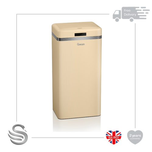 Swan Swan Retro 45L Square Sensor Activated Waste Bin 5-15cm Sensor Reach Iron Body