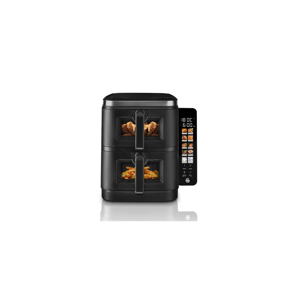 Swan 11L Twin Stack Air Fryer With Cyclone Technology, Sd10522blk Black