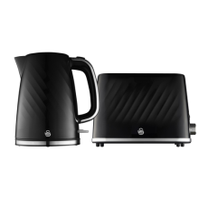 Swan Kitchen Set, 1.7L Kettle & 2 Slice Toaster, Black, SK14611BLK & ST14071BLK