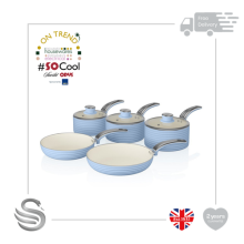 Swan Retro 5pc Fry/Saucepan Set Aluminium Non-Stick Ceramic Coating Soft Touch