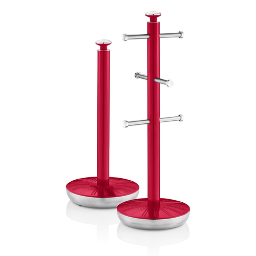 Swan Swan Retro Towel Pole and Mug Tree Set Red