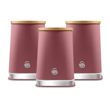 Swan Nordic Set of 3 Kitchen Storage Canisters, Fuchsia Rose SWKA18524FUS