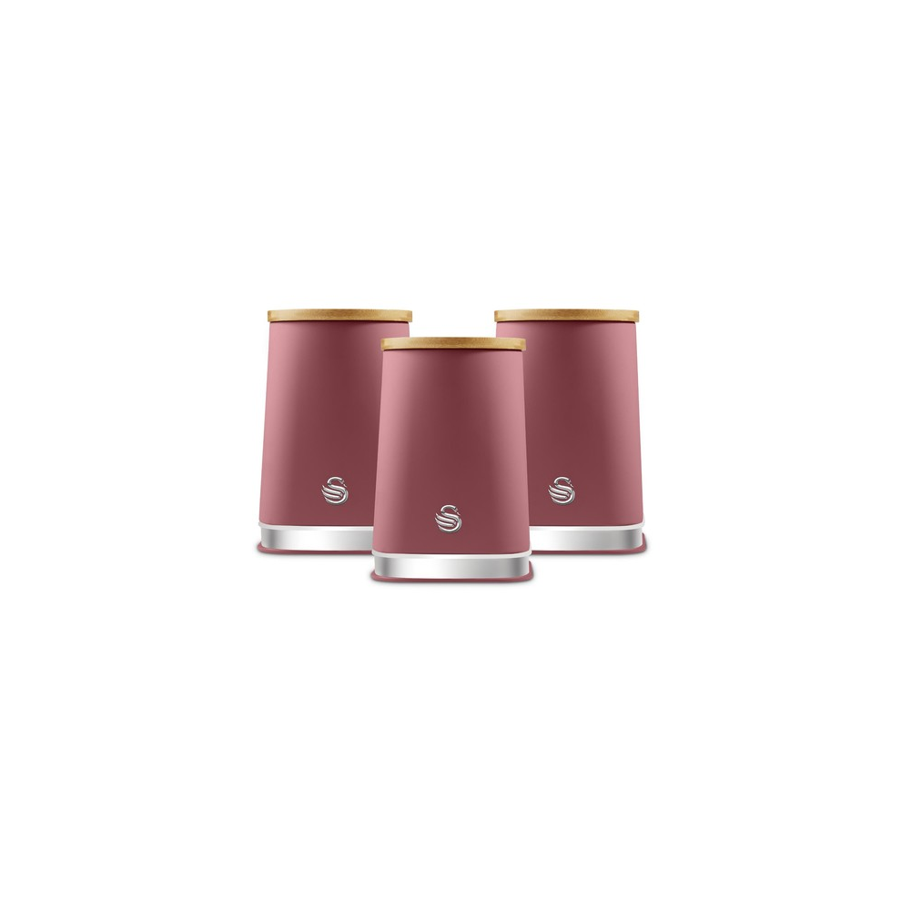 Swan Nordic Set Of 3 Kitchen Storage Canisters, Rose Swka18524fus Fuchsia