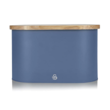 Swan Nordic Oval Bread Bin with Cutting Board Lid, Blue SWKA17512BLUN