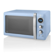 Swan Retro Digital Microwave Blue LED Bulb 20L 5 Power Levels / Defrost 800W
