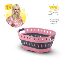 Swan x Lynsey Oval Collapsible Laundry Basket, Pink and Grey SWLC9002QOCN