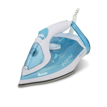 Swan Steam Iron with Ceramic Soleplate, White and Aqua SI12054AQ