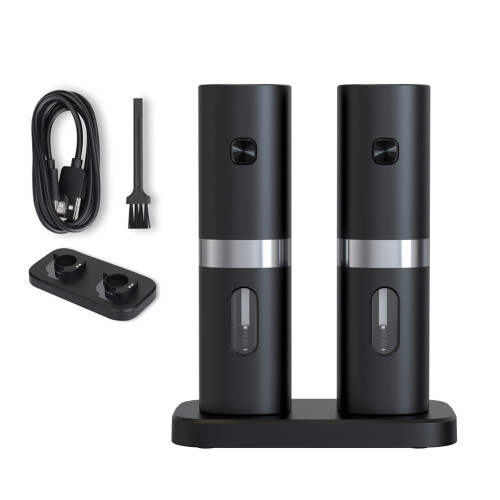 Electric Automatic Salt and Pepper Grinder Set with Rechargeable Base 2 Adjustable Coarseness Portable Grinder 1