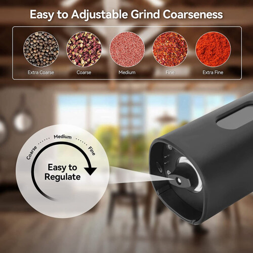 Electric Automatic Salt and Pepper Grinder Set with Rechargeable Base 2 Adjustable Coarseness Portable Grinder 2