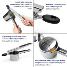 Potato Blender, Spaghetti Making Machine with 3 Interchangeable Discs for Making Mashed Potatoes, Pasta Press