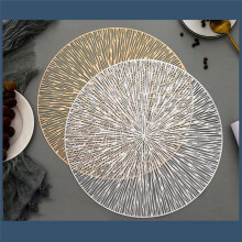 4 PièCes Napperons Ronds Restaurant Creux PVC DéCoration Repas Tapis Anti-Chaude Table à Manger Ligne Tapis Steak Plaque Pad Argent
