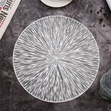 4 PièCes Napperons Ronds Restaurant Creux PVC DéCoration Repas Tapis Anti-Chaude Table à Manger Ligne Tapis Steak Plaque Pad Argent